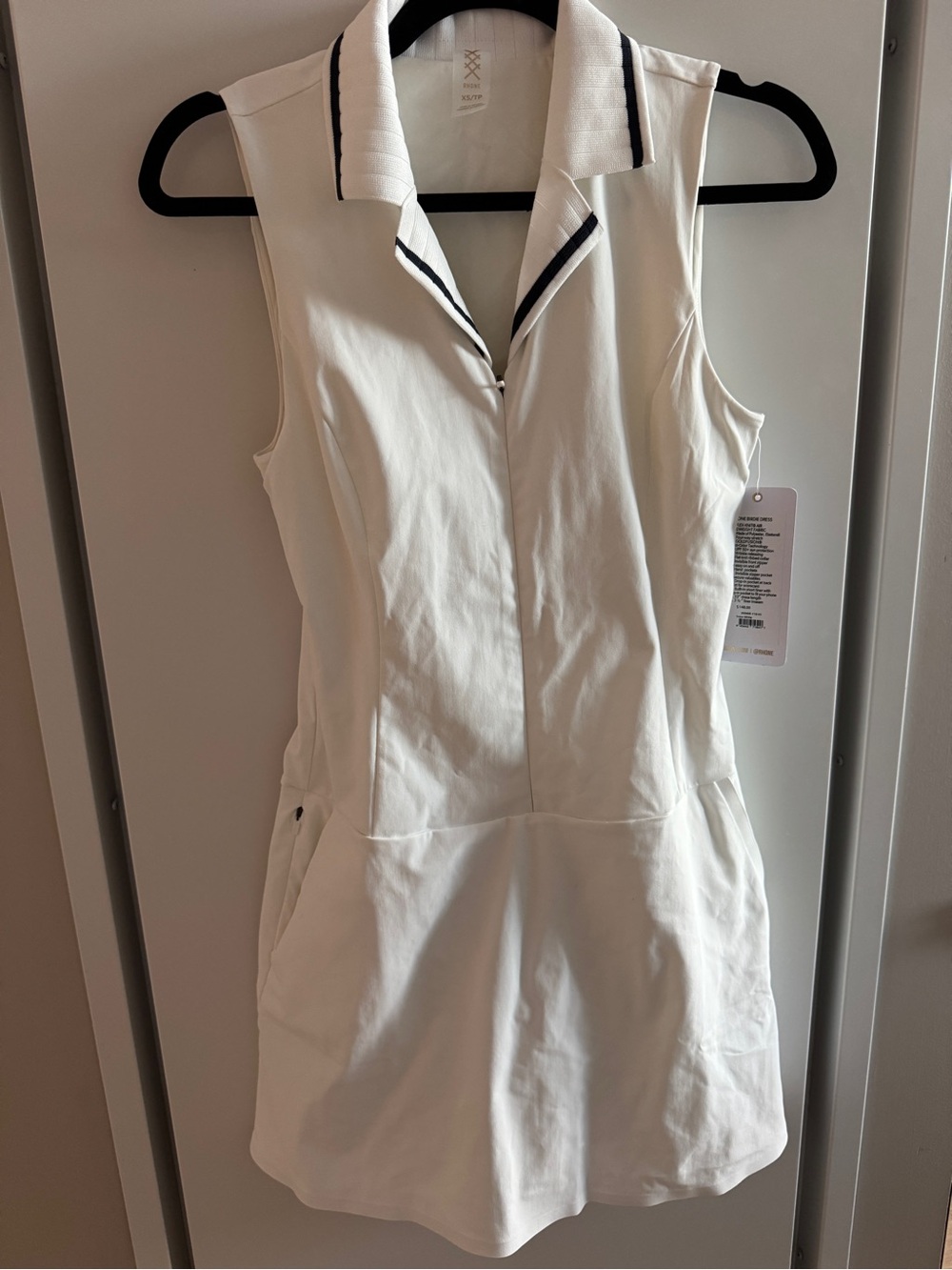 NWT Rhône golf and tennis Cream white Polo Dress with Contrast Trim
